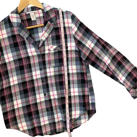 Victoria's Secret Pink/Grey Plaid Flannel Pajama Top XSmall - Picture 10 of 10